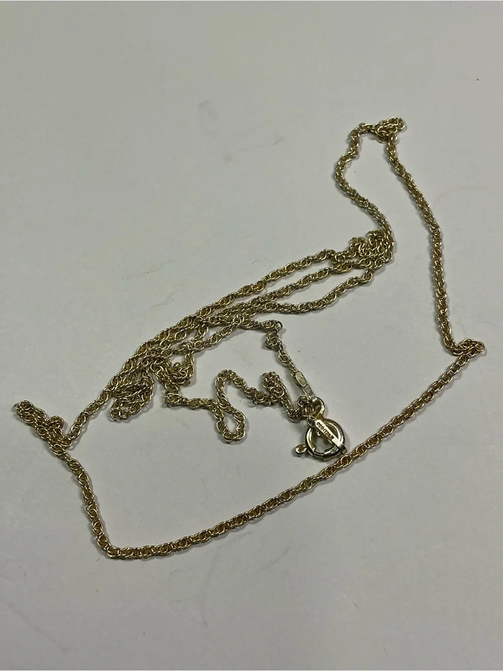 Sterling Silver Italian Double Links Petite Necklace. 18 inches long